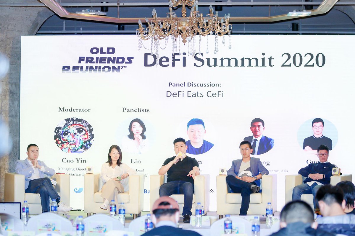 Attended  @IOSGVC Defi eats Cefi panel! Key take away:1.  #Defi +  #DAO will make  #Defi to be real decentralized; 2. For Centralized Blockchain businesses, the apparent path would be fully in compliance with regulation. For Defi projects, the compliant roadmap maybe different.