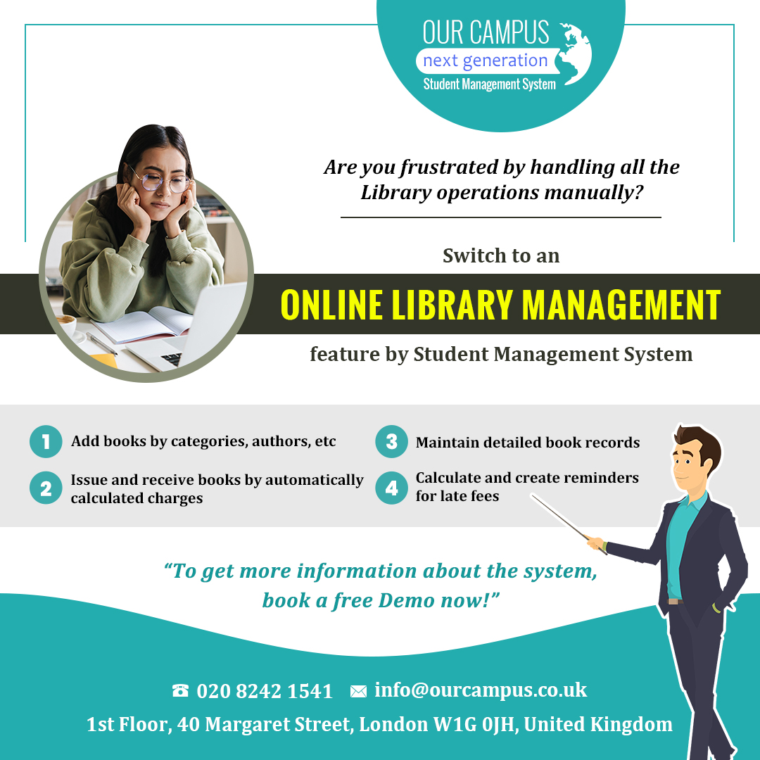 Library Management System - Our Campus
Visit website: ourcampus.co.uk/features

#librarymanagementsystem #studentmanagementsystem
#librarysoftware #librarysystem #digitallibrarysoftware #london #uk #ourcampus #integratedlibrarysystem #onlinelibrarymanagementsystem