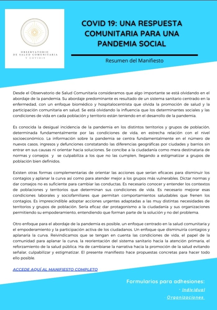 Observatorio de Salud Comunitaria y COVID-19 tweet media