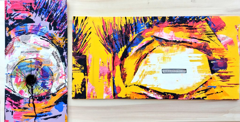 "2020", díptico (por ahora), técnica mixta sobre tabla.