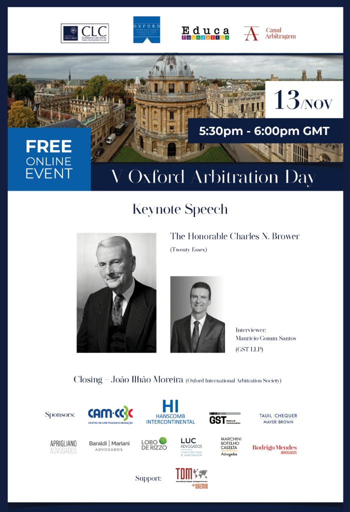 ogeltdm's tweet photo. V Oxford Arbitration Day, free event
📅 13 November 2020
🕑 9:15am-11:00am GMT
🎟️ https://t.co/GoC2BzULfh
Panels: (i) The view from the client, (ii) Complex construction arbitrations, (iii) Failure to perform as a result of the pandemic, (iv) Interim measures in int'l arbitration https://t.co/DiXaeINhjO