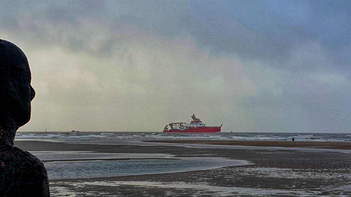 Bon voyage to #RRSSirDavidAttenborough (and #boatymcboatface) leaving liverpool today for sea trials and amazing Antarctic adventures. We waved to you from a very wet #crosbybeach