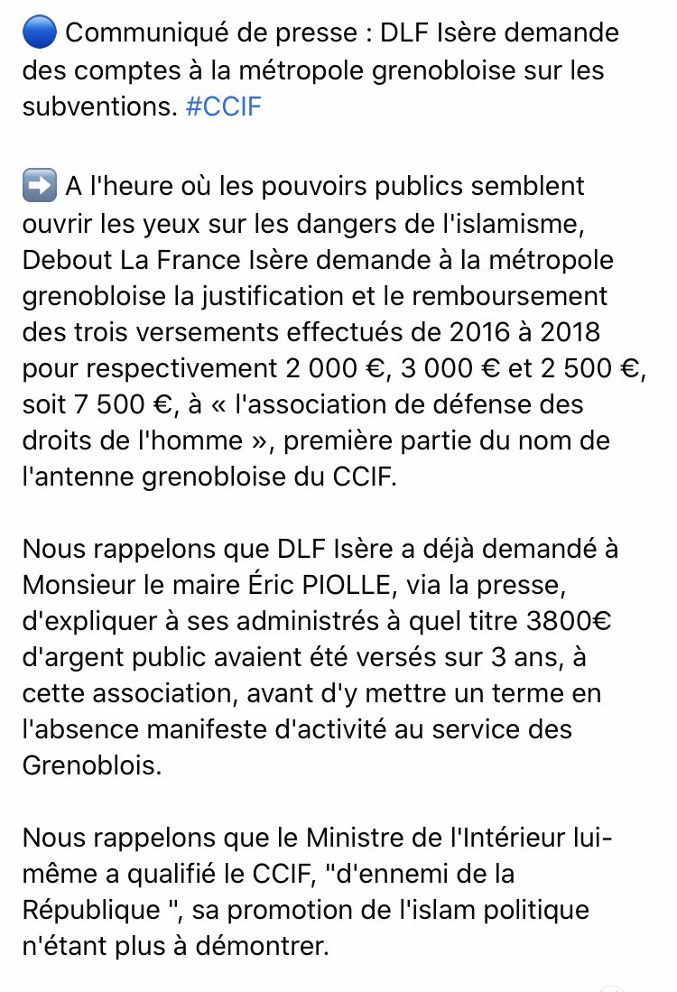 DLF_38's tweet photo. 🔵Communiqué de presse : DLF Isère demande des comptes à la métropole grenobloise sur les subventions. #CCIF https://t.co/QEDgfUFGpj