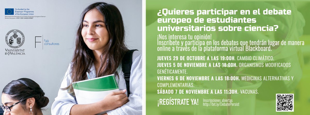 ScienceFlows's tweet photo. 📢¡Última llamada!
Si estudias en una universidad española puedes ser uno de los 500 estudiantes europeos que participan en los debates de ciencia de @Persist_EU 
Inscripciones aquí ➡️ https://t.co/M59pjZqM8G https://t.co/21mqjRumZA
