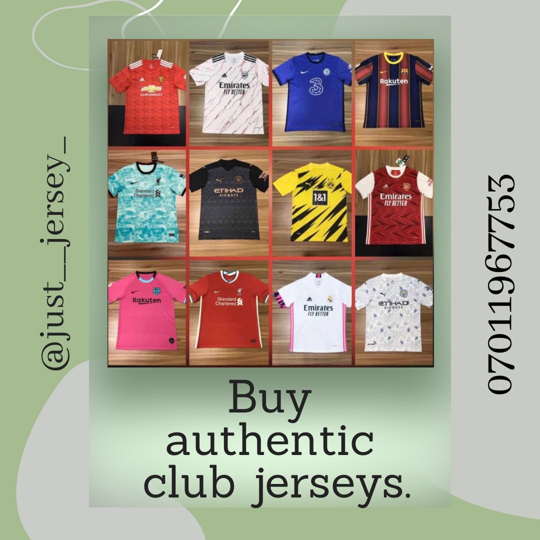 just__jersey_'s tweet photo. Buy authentic club jerseys at an affordable price 
Support your team
Rep your team
Dm @just__jersey_ 
Call/WhatsApp 07011967753
#TuesdayShoutout #Tacha #Wizkid #BBNaija #AMAs #CheeseboyLife https://t.co/XQZ4VnwO9a