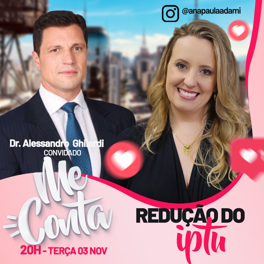 programameconta's tweet photo. No "Me Conta" desta Terça dia 03, receberei o Advogado tributarista Dr. Alessandro Ghiardi em um bate papo sobre: Redução do IPTU
#live #adami #familia #ecp #saude #fé #todosportodos #covid19 #quarentena #meconta #iptusp #iptu #reduçãoiptusp https://t.co/Vew9R5G554