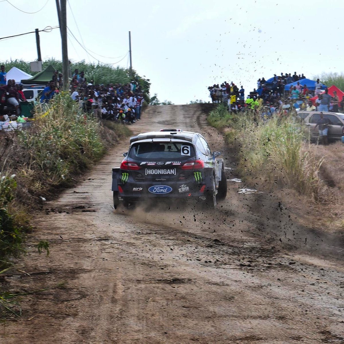 This pic by <a href="/Rally_Barbados/">SOL Rally Barbados</a> pretty much sums up last weekend’s rally for <a href="/kblock43/">Ken Block</a> and I. Amazing fans, unpredictable conditions, great rally car and thanks to the hard work of many, from our team to the man behind the wheel, we were able to win one tough rally. #hardworkpaysoff