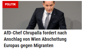 Kann bitte jemand der #AfD erklären, dass der Attentäter in #Wien geboren wurde. 
#wienATTACK