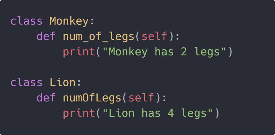 If you're using OOP, a common mistake as codebases grow larger is that you lose track of what methods a class should implement.For example, you might want all your animal classes to implement a 'num_of_legs' method