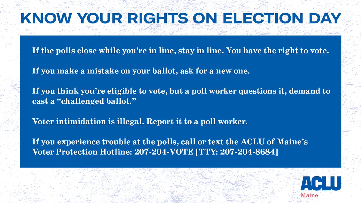 Voting at the polls? Know your rights.  https://bit.ly/KYR-Election-Day