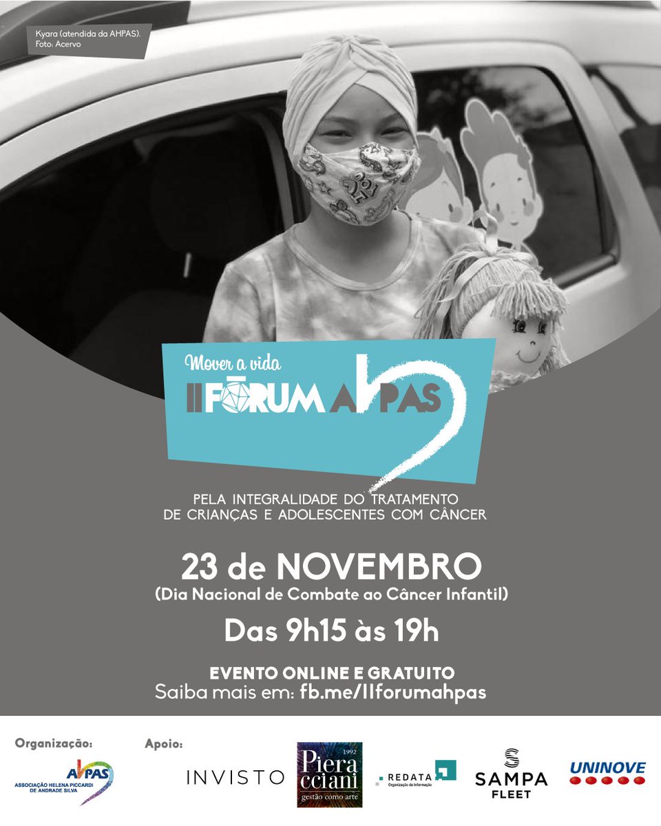 ahpas's tweet photo. No dia 23/11 acontecerá o Mover a Vida – II Fórum AHPAS pela integralidade do tratamento de crianças e adolescentes com câncer! Confira nossa programação completa: https://t.co/pPl83pkGxP