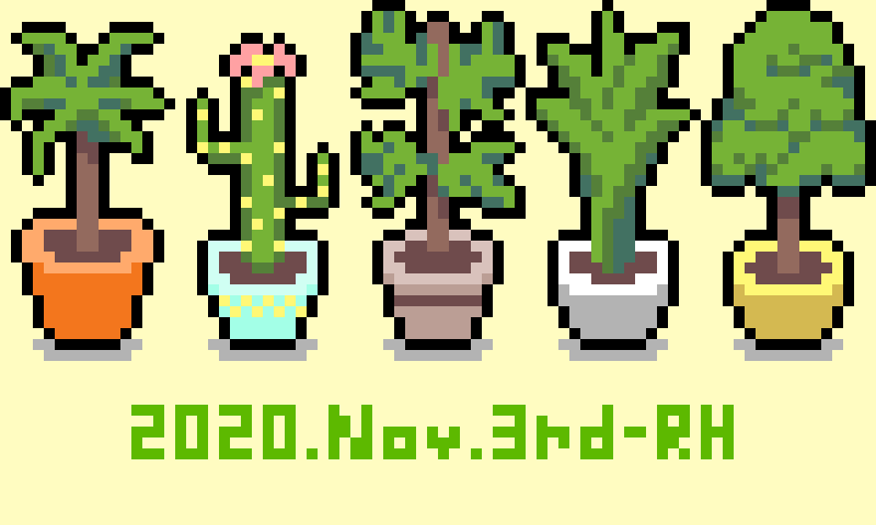AkiraMuuuu's tweet photo. Ornamental plants🌴🌴🌳
観葉植物たち
#pixelart #ドット絵 #indiedev #pixel_dailies https://t.co/OMRIczFD7P