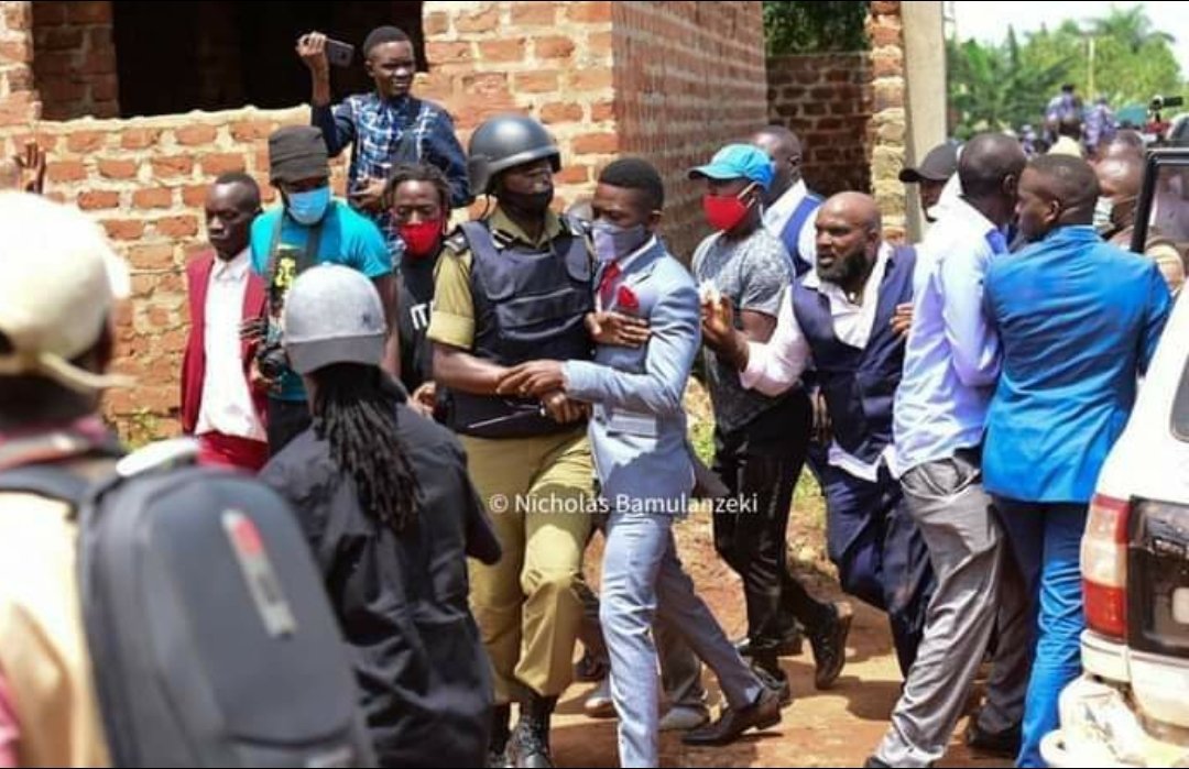 BOBI WINE's tweet - "Right after nomination, Bobi Wine was violently  arrested outside nomination venue! He's been brutalised by police and  military. They've blocked him from proceeding to launch his manifesto at