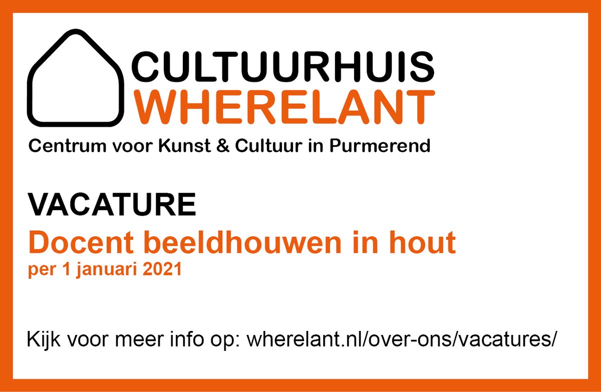 Wij zoeken per 1 januari 2021 een docent voor beeldhouwen in hout/houtbewerking. Bij voorkeur een docent met een bevoegdheid op HBO niveau. Meer info: wherelant.nl/over-ons/vacat…
#vacature #culturelevacatures #onderwijsvacature #purmerend #docentbeeldendekunst #vacaturepurmerend