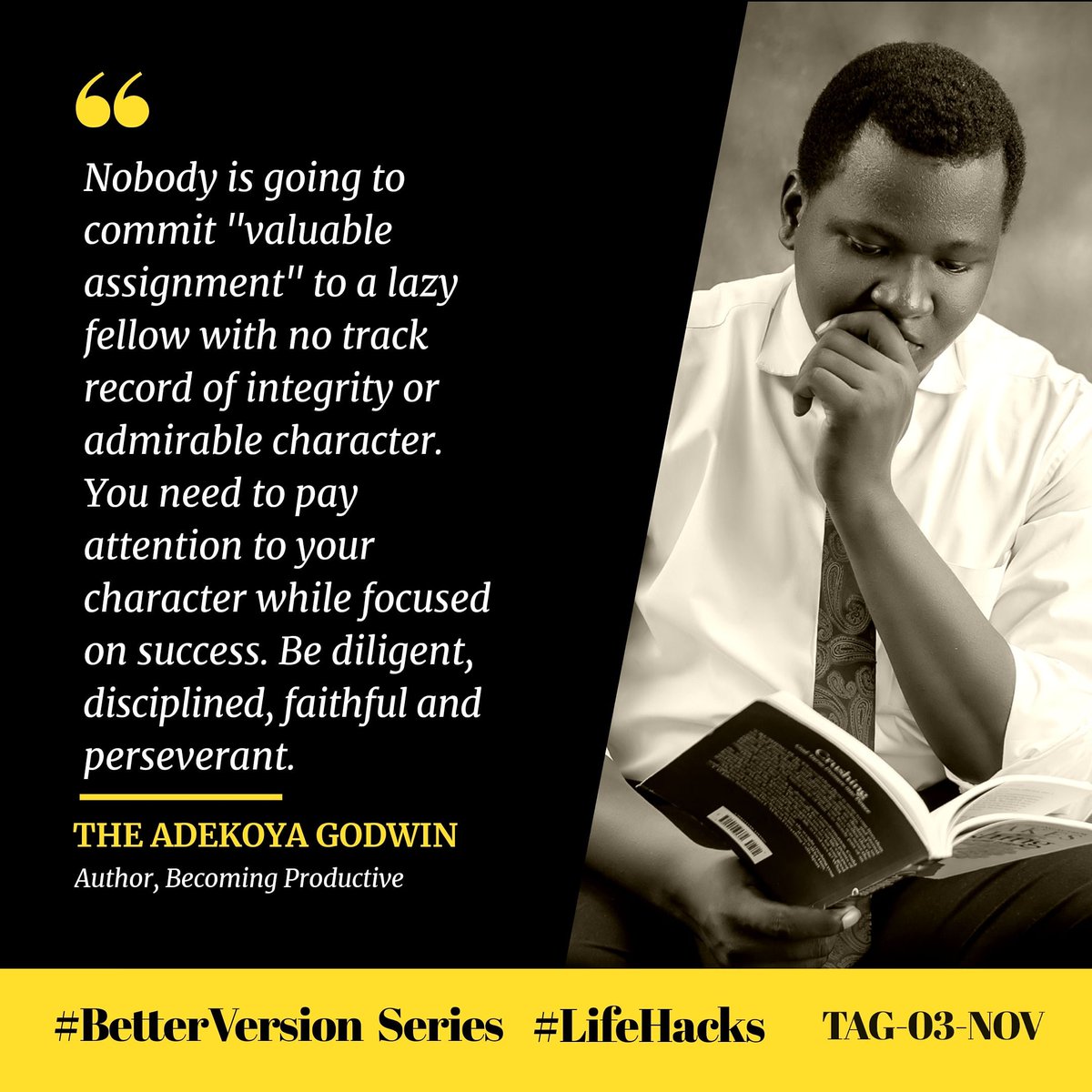 TheAdekoyaGwin's tweet photo. Most times we forget the simple things that gives us a chance at what we desire. Well, this is a simple reminder! I am not left out of my advice too...

#BetterVersion #LifeHacks #TAG https://t.co/1hGkg9yzpp