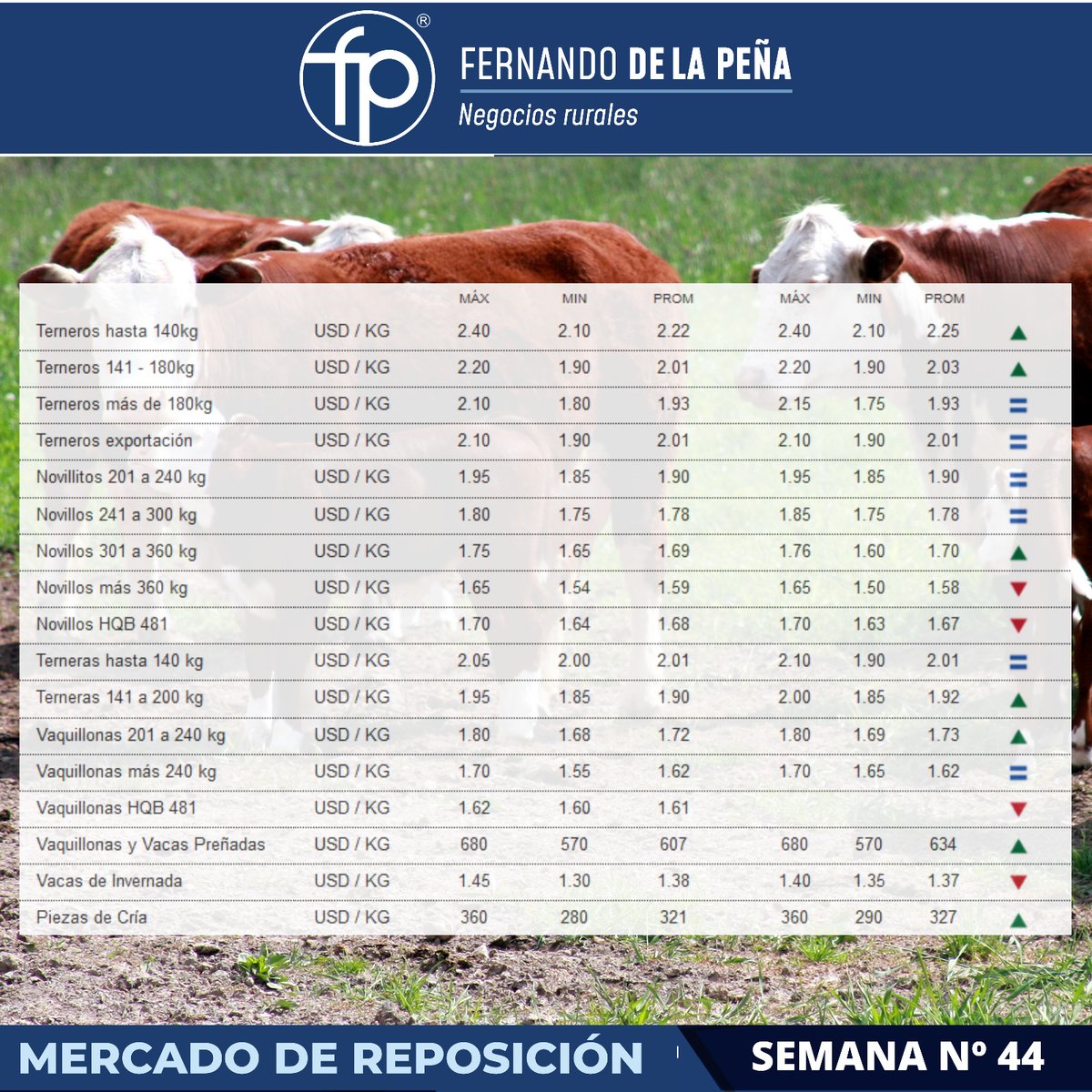 FPNegRurales's tweet photo. Buenos días a todos, continuamos informando los valores del #MercadoDeHacienda y #MercadoDeReposición en 🇺🇾 https://t.co/LtUVbnNsZm