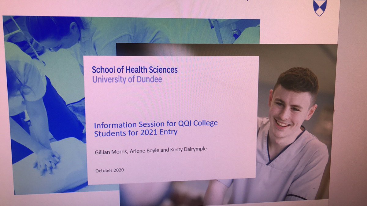 A very busy day for us meeting our college students online from both Fife and Ireland. We really hope you will come to study nursing with us <a href="/UoDHealthSci/">School of Health Sciences, University of Dundee</a> <a href="/dundeeuni/">University of Dundee</a> <a href="/KilcullenLogan/">Logan Kilcullen</a> <a href="/DalrympleKirsty/">Kirsty Dalrymple</a> <a href="/arleneboyle41/">Arlene Boyle</a>