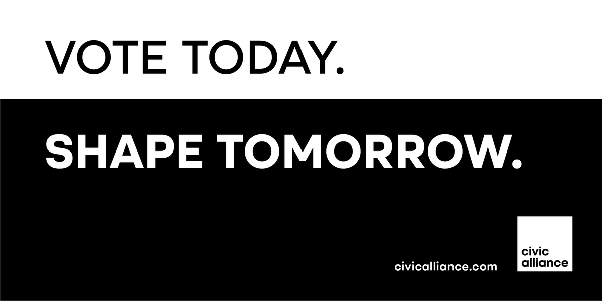 gettelfinger's tweet photo. VOTE TODAY | SHAPE TOMORROW. Find your polling place at https://t.co/er6nYbOtji #ElectionDay #fordemocracy @CivicAlliance @orbiteers https://t.co/WRxXf43xFT