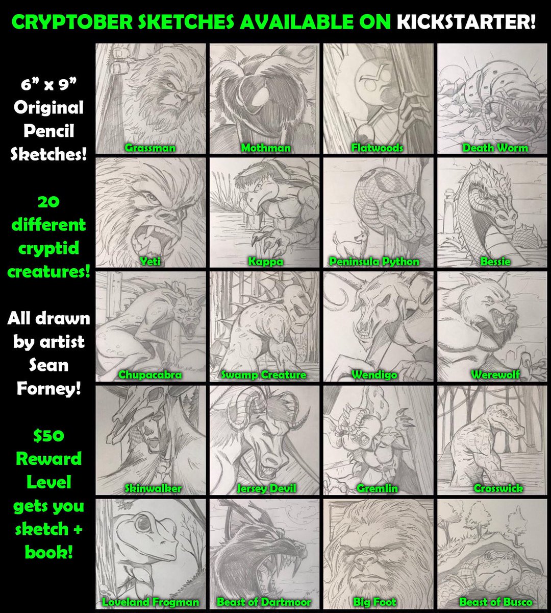 SeanForneyArt's tweet photo. Scarlet’s Field Guide to Cryptids and Other Creatures has 9 days left. https://t.co/zBmjMfg5tF
Check out the #Cryptober sketch package.
#ScarletHuntress #promotecomics #promotehorror https://t.co/DknUzIBe5r