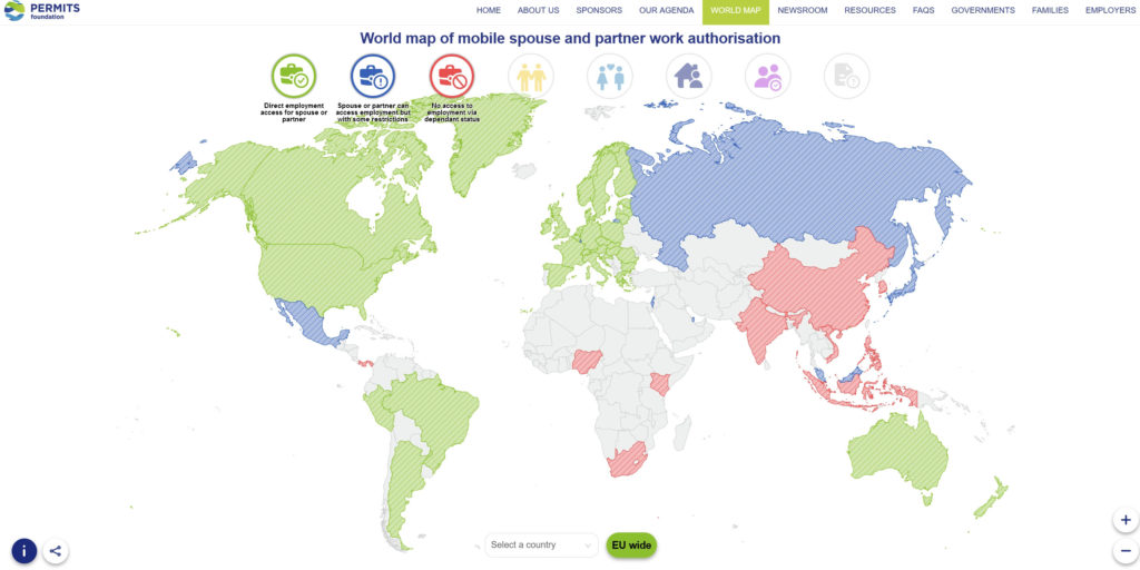 PermitsLobby's tweet photo. We have been so excited to share this and can now finally reveal our interactive world map of mobile spouse &amp; partner work authorisation - a hub of information on country legislation and key criteria on this particular issue. Come and take a look at https://t.co/lcmsMEEiV5 https://t.co/n49y63tXsB