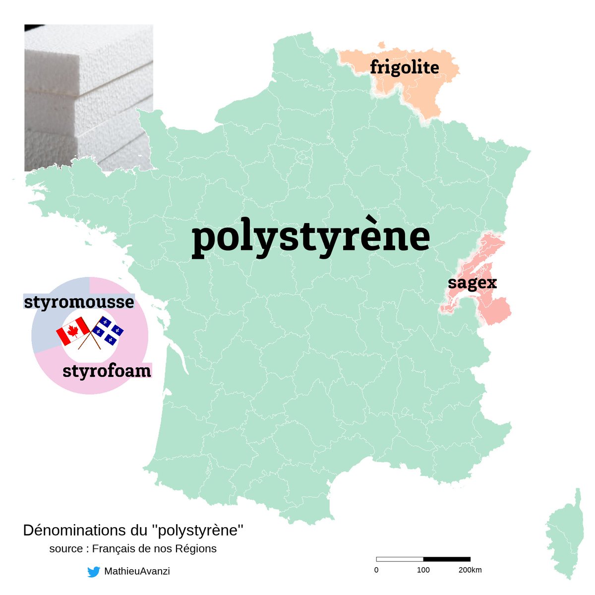MathieuAvanzi's tweet photo. Dans le monde d'avant, je suis allé un jour à la déchetterie à Bruxelles, et j'ai demandé où on jetait le #polystyrène, l'employé et qui me dit: vs voulez dire "la #frigolite"? Peu de temps après, j'apprenais qu'en Suisse on disait #Sagex et au Canada #styromousse ou #styrofoam. https://t.co/zjFECMi0vH