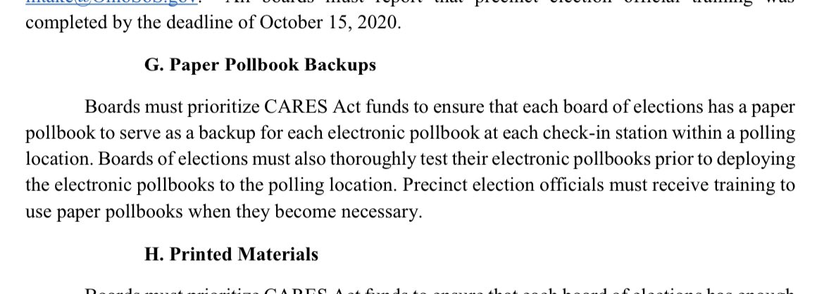 Paper pollbooks are required in every county. See our directive 2020-11, issued in July.  https://www.ohiosos.gov/globalassets/elections/directives/2020/dir2020-11.pdf