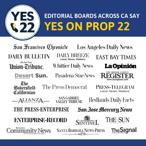 andrewgordonmac's tweet photo. Editorial boards across California are clear #YESonProp22 https://t.co/WiS9HHojFq