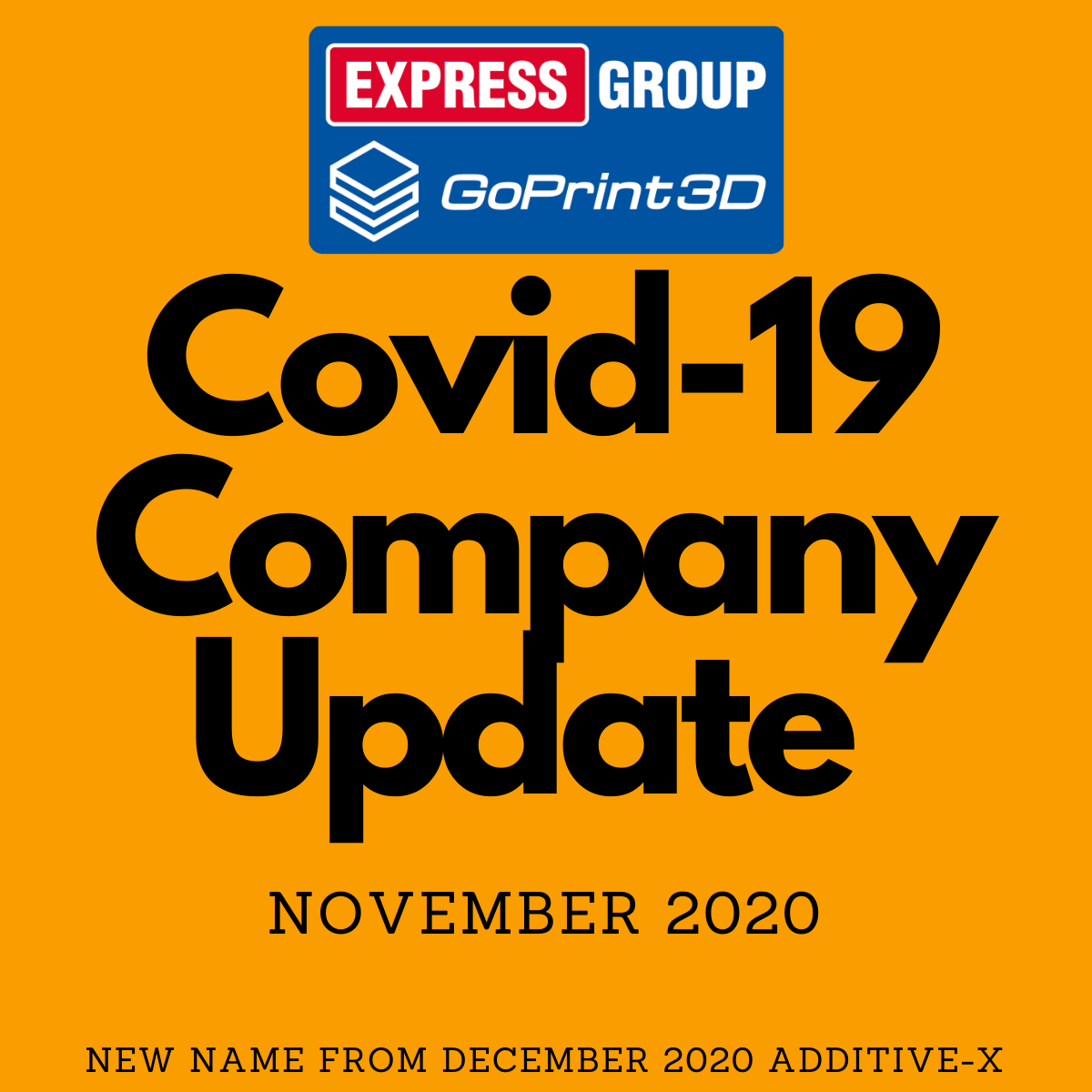 ExpressGroupLtd's tweet photo. Company Update from @ExpressGroupLtd  &amp; @GoPrint3D  (Additive-X from December 2020) in response to the second national lockdown. Please see LinkedIn
https://t.co/BQ8ozxSnwY
We thank you for your continued support.
From all of us at Express Group &amp; GoPrint3D
#Covid #CompanyUpdate https://t.co/Nji5pcR9V5