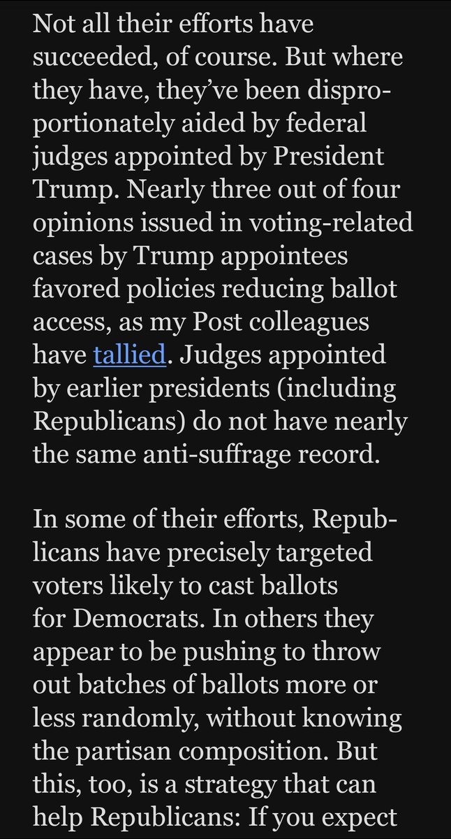 I believe there's going to be a lot of unqualified or unethical Trump judges that will get removed because these anti-voting decisions are UnAmerican and antithetical to a well-functioning Democracy.