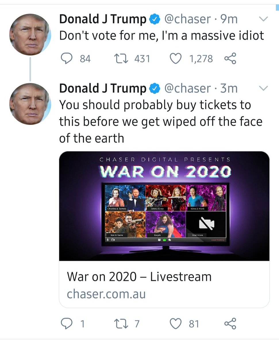 reggierenae's tweet photo. It took me a minute..
#thechaser
#fakedonald
#pleaseletbidenwin https://t.co/F9nx4OM9RH