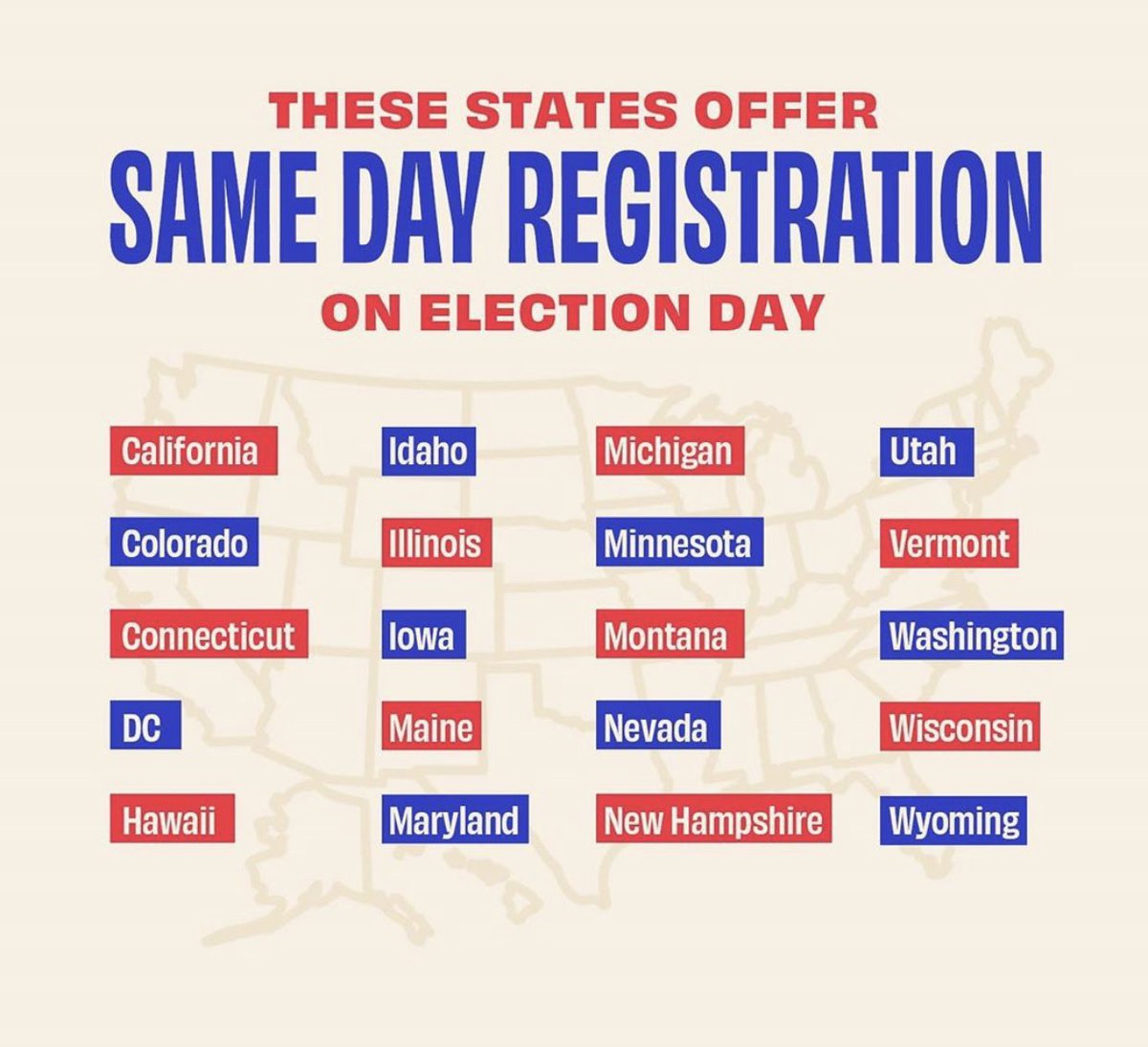  There is still time to vote If you are registered to vote, put your ballot in a dropbox in your state or vote in person 20 states also allow Election Day same day registration - you can both register and vote today