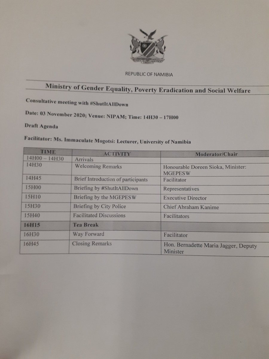 tschukutschuku's tweet image. Meeting with Ministry of Gender,  finally. Let&apos;s go #ShutItAllDownNamibia