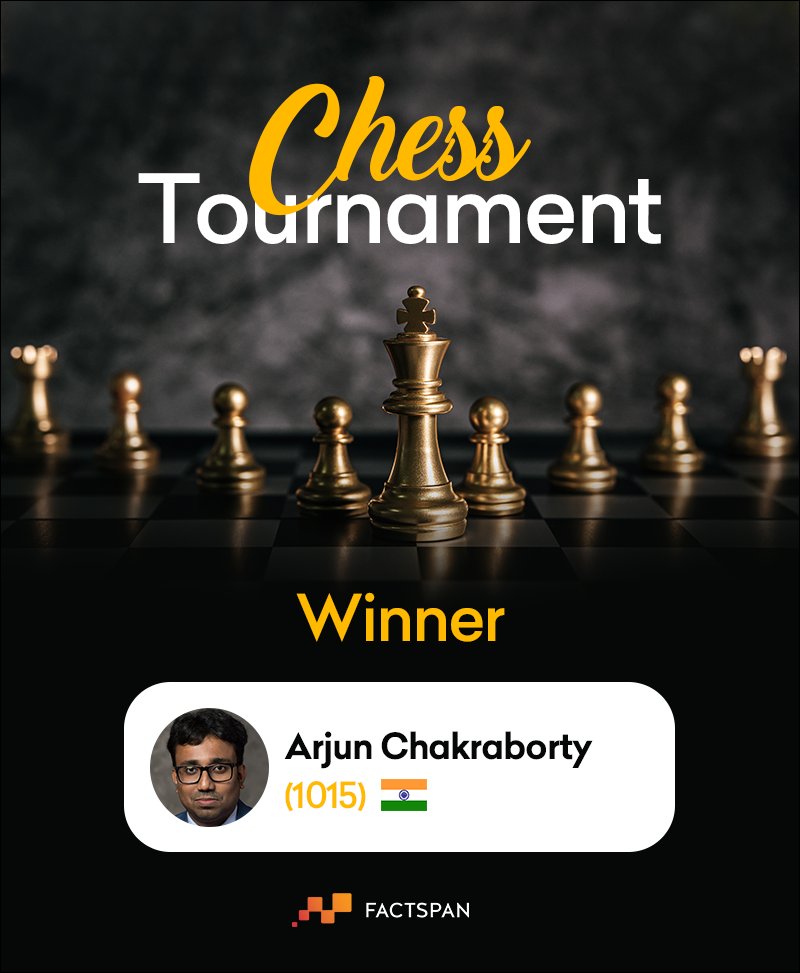 FactspanConnect's tweet photo. In Chess, one bad move nullifies forty good ones.
Factspan’s SportsClubTeam ensnared everyone in the Game of Wars on the Board!
Kudos to the winner! 😁😁
#kudos #chessgame #chess #finale #factspan https://t.co/aZZRFB5Cyo