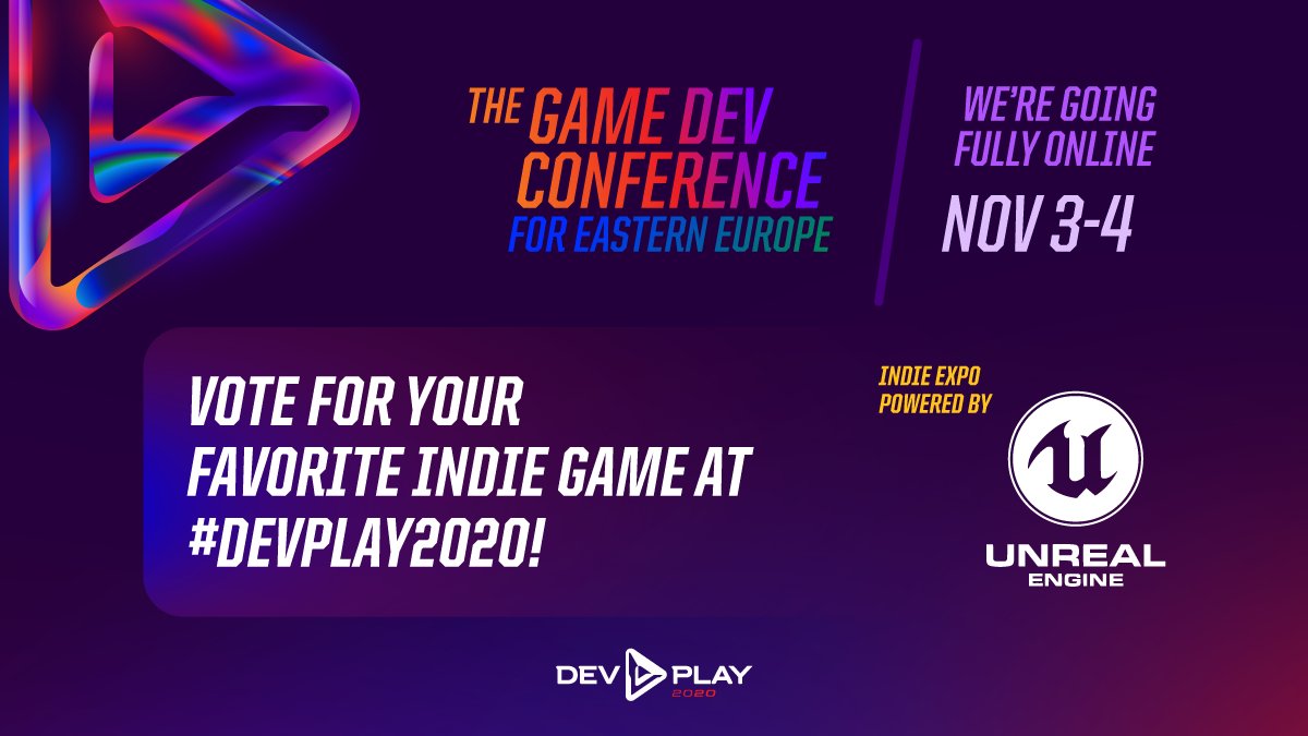 Friends, we need your Vote for the “Most Popular Indie Game” present at our #DevPlay2020 Indie Expo, powered by Unreal Engine! 🎮🎮
Everybody can vote so help us out! Vote here no later than today, 18.00 EET / 17.00 CET forms.gle/rVmvZm9ay7QJpp…