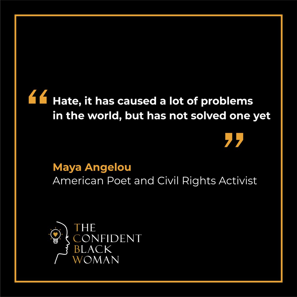 tcbwofficial's tweet photo. Hate is never the solution, Love instead.

Happy new month!!!

#tcbw
#theconfidentblackwoman
#iamtheconfidentwoman
#tcbwafricanseries10102020
#tcbwafricanamericanseriesapril2021
#womenmakingadifference
#blackcreators
#blacksuccess
#personalgrowthjourney
#changemakers https://t.co/aaUtk282xE