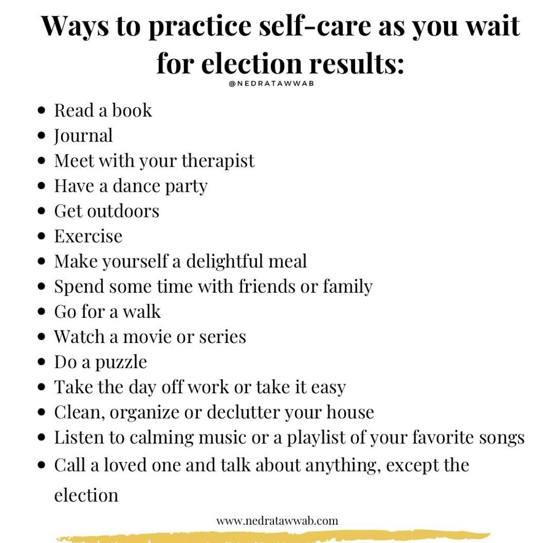 NIKKILENA's tweet photo. Self care is not selfish #election2020 https://t.co/BZ5PotN2CA