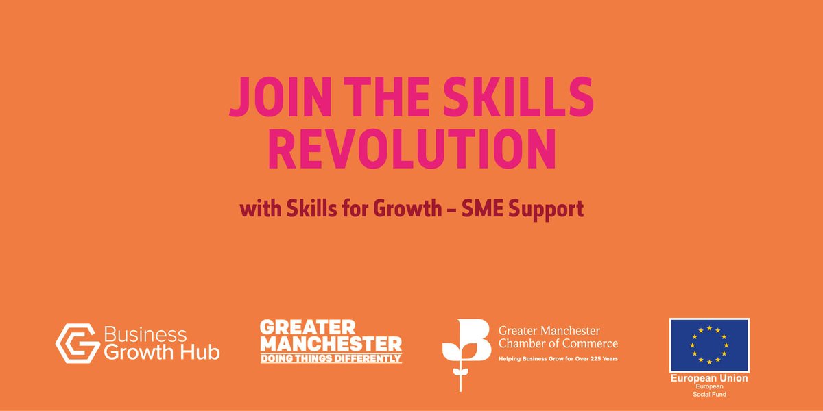 Join the #skillsrevolution with #SkillsForGrowthSME, our fully funded, tailored service to help up-skill your team and improve business productivity. Visit us online for more bit.ly/2TEcAHq
 
 @mayorofgm <a href="/gmchamber/">GM Chamber</a> <a href="/EU_Social/">EU Social 🇪🇺</a>