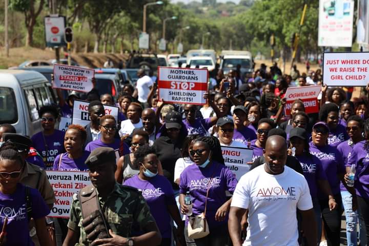 Association of Women in Media lead demonstrations against increased cases of rape.#AWOME calls for action from all leaders