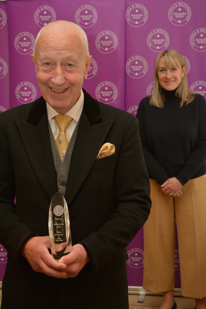 TheGoring's tweet photo. A lovely good news story – our very own Peter was awarded the ‘Hospitality Hero’ at the Victoria &amp; Westminster Awards. Peter was presented with his award by Ruth Duston OBE, OC, Chief Executive of the Victoria BID &amp; Victoria Westminster BID. Congratulations to Peter!
@VicMagSW1 https://t.co/7OyelFWdhE
