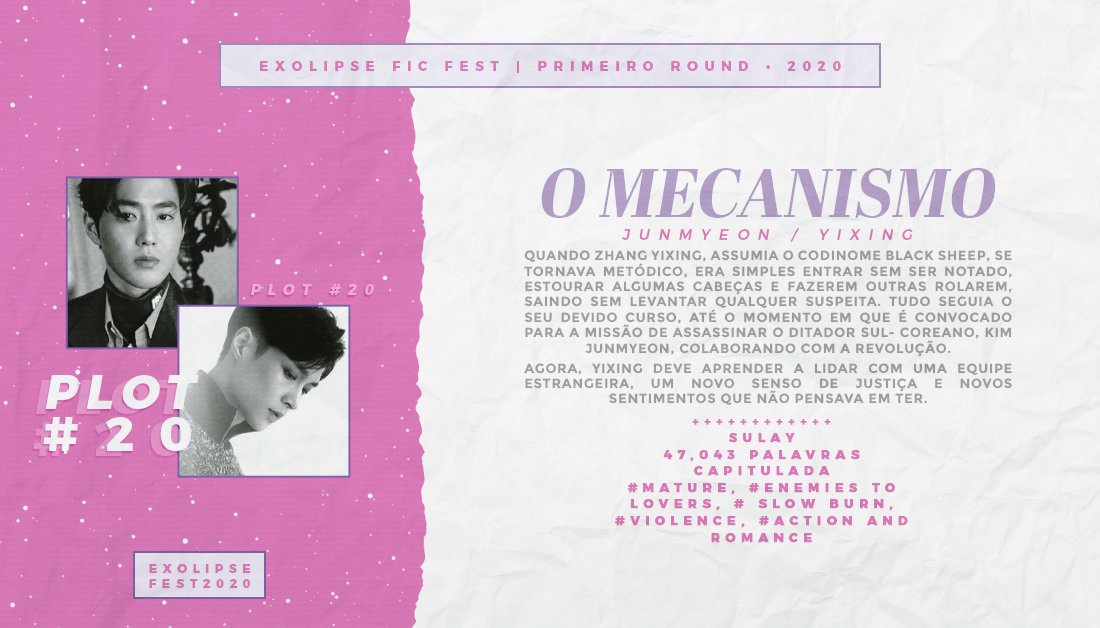 exolipseficfest's tweet photo. → O mecanismo
⋇ Junmyeon / Yixing
⋇ #Plot20 | Mature | 47,043 palavras
‣ https://t.co/6ByHKmVIAA https://t.co/0GcIiHL1Ul