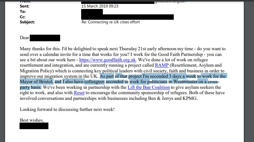 The work seems to be in aid of RAMP -- resettlement, asylum and migration policy:Do we not have appropriate officers in-house to deal with these?