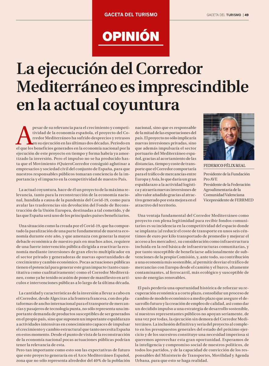 AVEmpresarios's tweet photo. 🗣️"El país perdería una oportunidad histórica de reforzar su recuperación económica a corto plazo, consolidar un proceso cambio de modelo económico a medio plazo que asegure el desarrollo futuro y la creación de empleo de calidad" F. Félix, presidente de #ProAVE #QuieroCorredor https://t.co/ijm0dw0Cdp