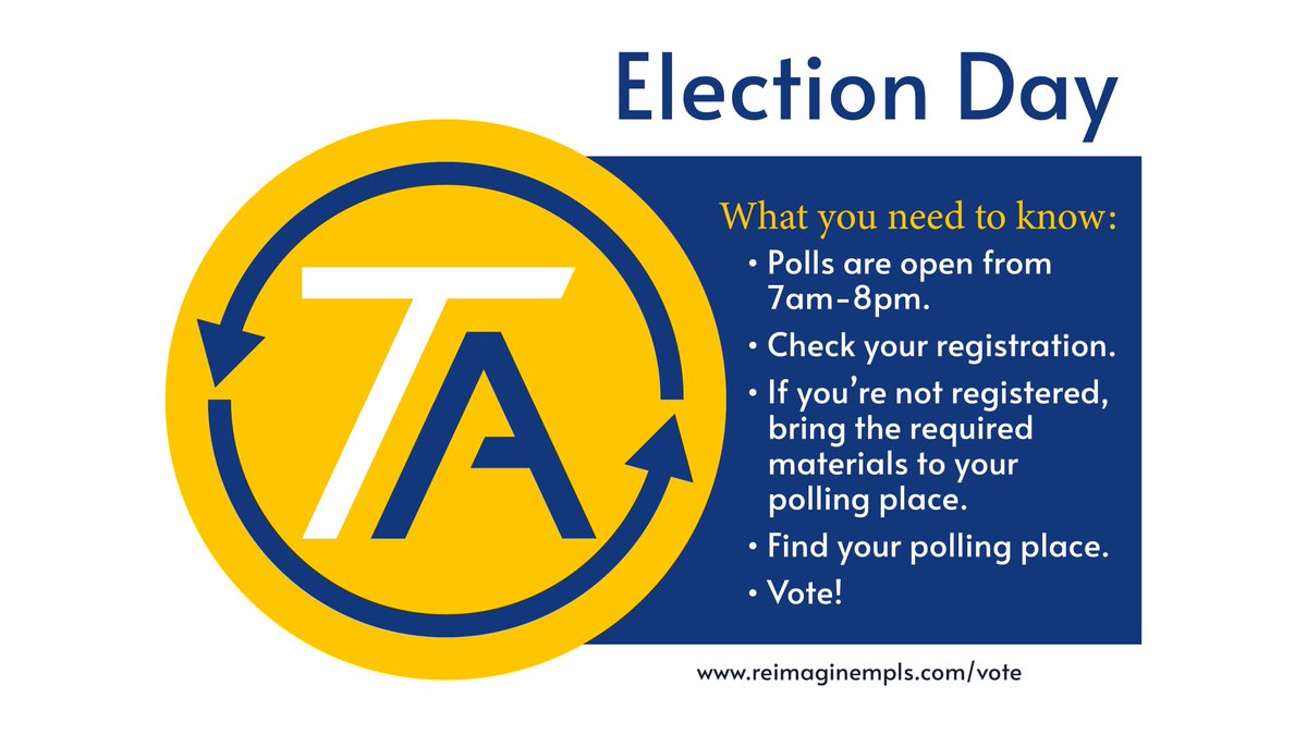 ReimagineMPLS's tweet photo. We’ve been waiting for this day for 4 years. Today we take our democracy back, end Trump’s tyrannical presidency, and elect Democrats to advance issues of equity and justice.
Our campaign is volunteering all day! DM us if you have any election questions! #MNSD63 #MNCD5 #GOTV https://t.co/Dj7EvDUGSB