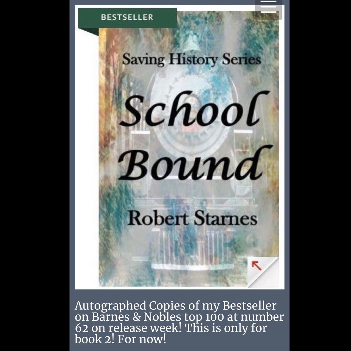 Author_RStarnes's tweet photo. Only a few left. Don’t miss out for only $10.00 + tax and shipping. 

Autographed “School Bound”: Autographed limited edition of my Bestseller at Barnes  https://t.co/9eVeaXSF9y https://t.co/YFJXeQV6rF