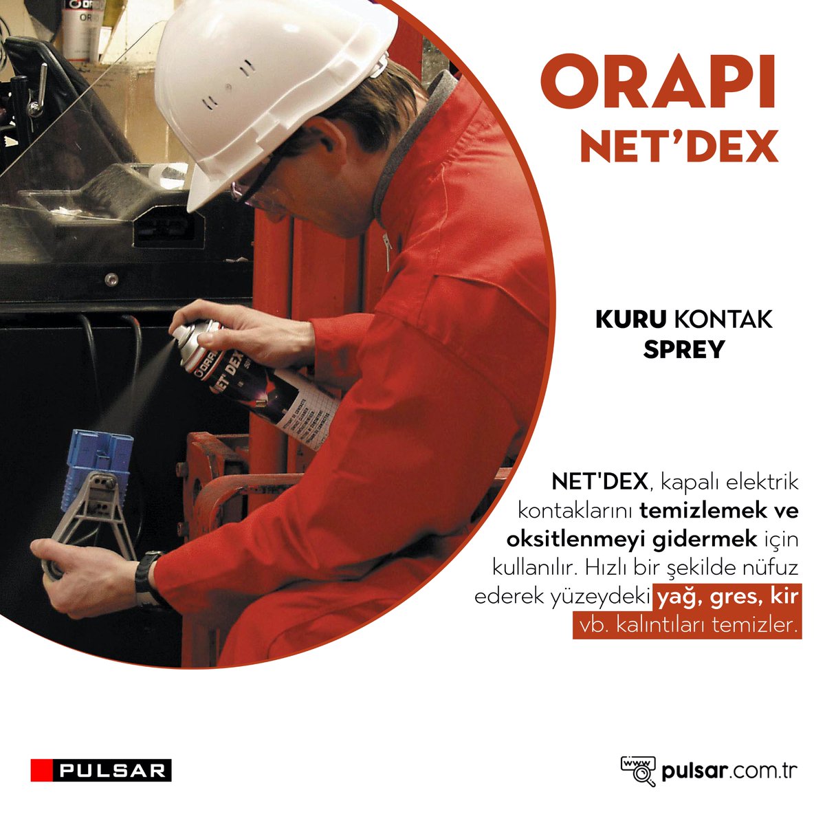 PulsarKimya's tweet image. NET&apos;DEX Kuru Kontak Sprey, kapalı elektrik kontaklarını temizlemek ve oksitlenmeyi gidermek için kullanılır. Yüzeye hızlı bir şekilde nüfuz ederek yağ, gres, kir gibi kalıntıları tamamen temizler.

#PulsarKimya #Orapi #Netdex #ElektrikKontakTemizleyici