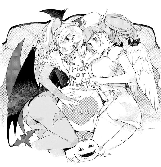 ハロウィン過ぎてからやるハロウィンその1絵ぽいちょ
アトランタさんと鹿島さんです。 