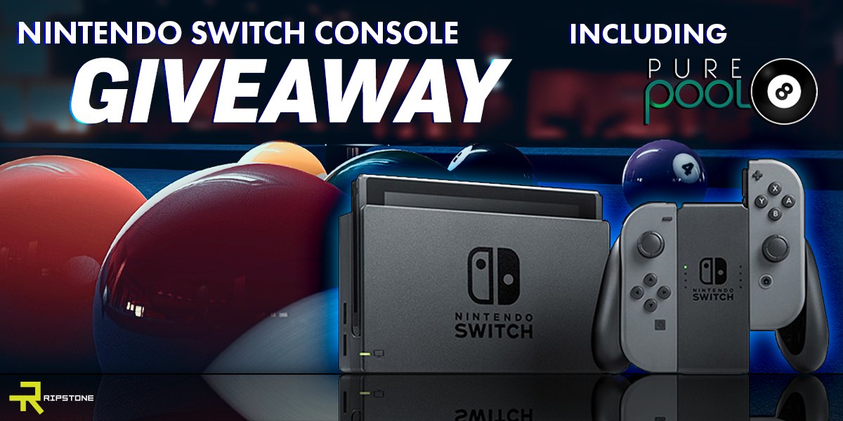 RipstoneGames's tweet photo. ⚡ CONSOLE GIVEAWAY ⚡

To celebrate the upcoming Switch launch of Pure Pool on Nov 17th, we're giving away a #NintendoSwitch AND a copy of Pure Pool!

To enter:

✅Follow @RipstoneGames
✅ Like &amp; RT this post
✅ Tag a friend

Good luck!

PS. Pre-order Pure Pool now to save 20%! https://t.co/vxUJOe7gQw