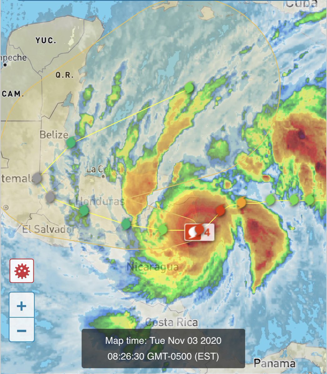 CarlosJoaquin's tweet photo. Seguimos atentos a la evolución del Huracán #Eta frente a costas de Centroamérica, en particular frente a #Nicaragua. Es un categoria 4. Sigue, hasta este momento, SIN SER PELIGRO para costas de #QuintanaRoo. #JuntosSaldremosAdelante https://t.co/zmRx2dJmtY