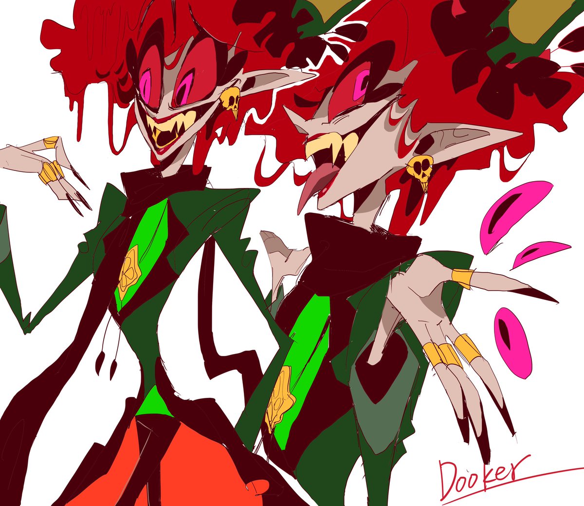 DookerとフォロワーサンのOCちゃん落書き🍷

 #HazbinHotelOC 
 #HHOC 