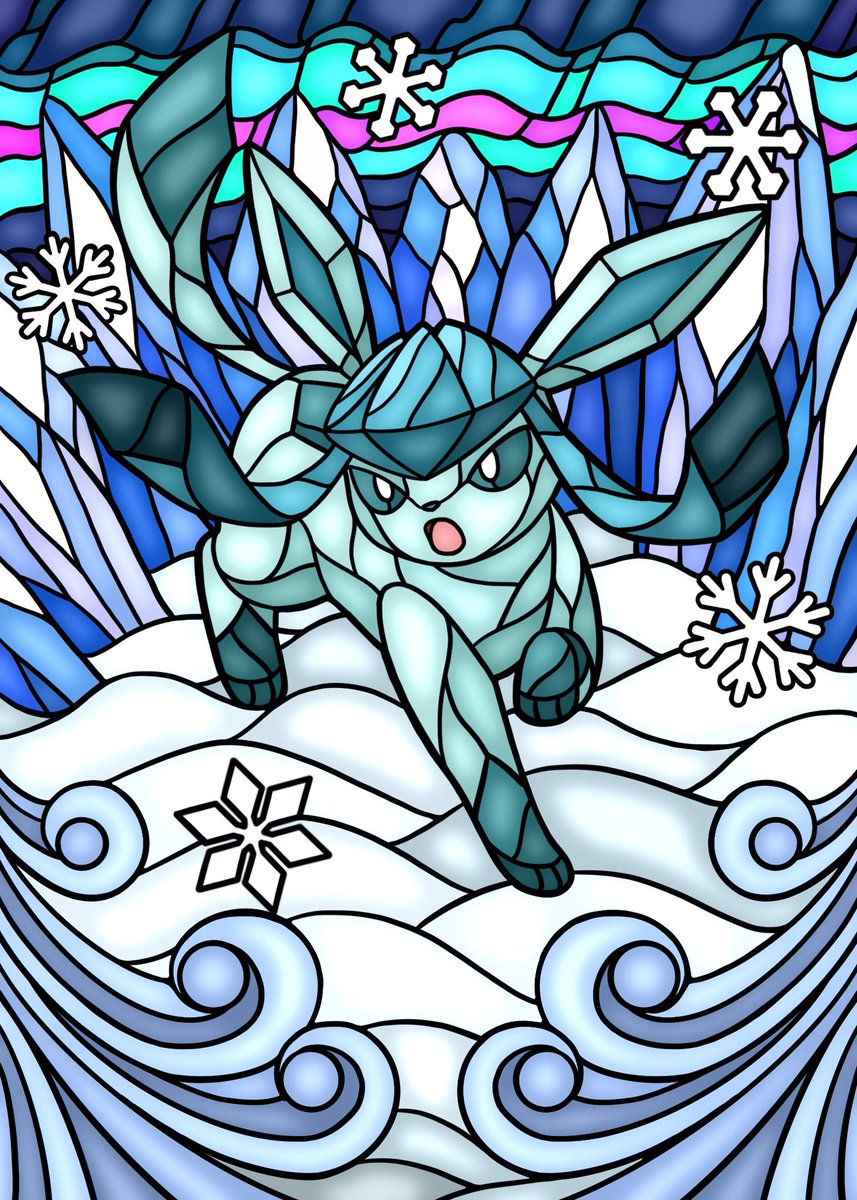 Stained glass Glaceon!
#stainedglass #eeveelution #eevee #glaceon